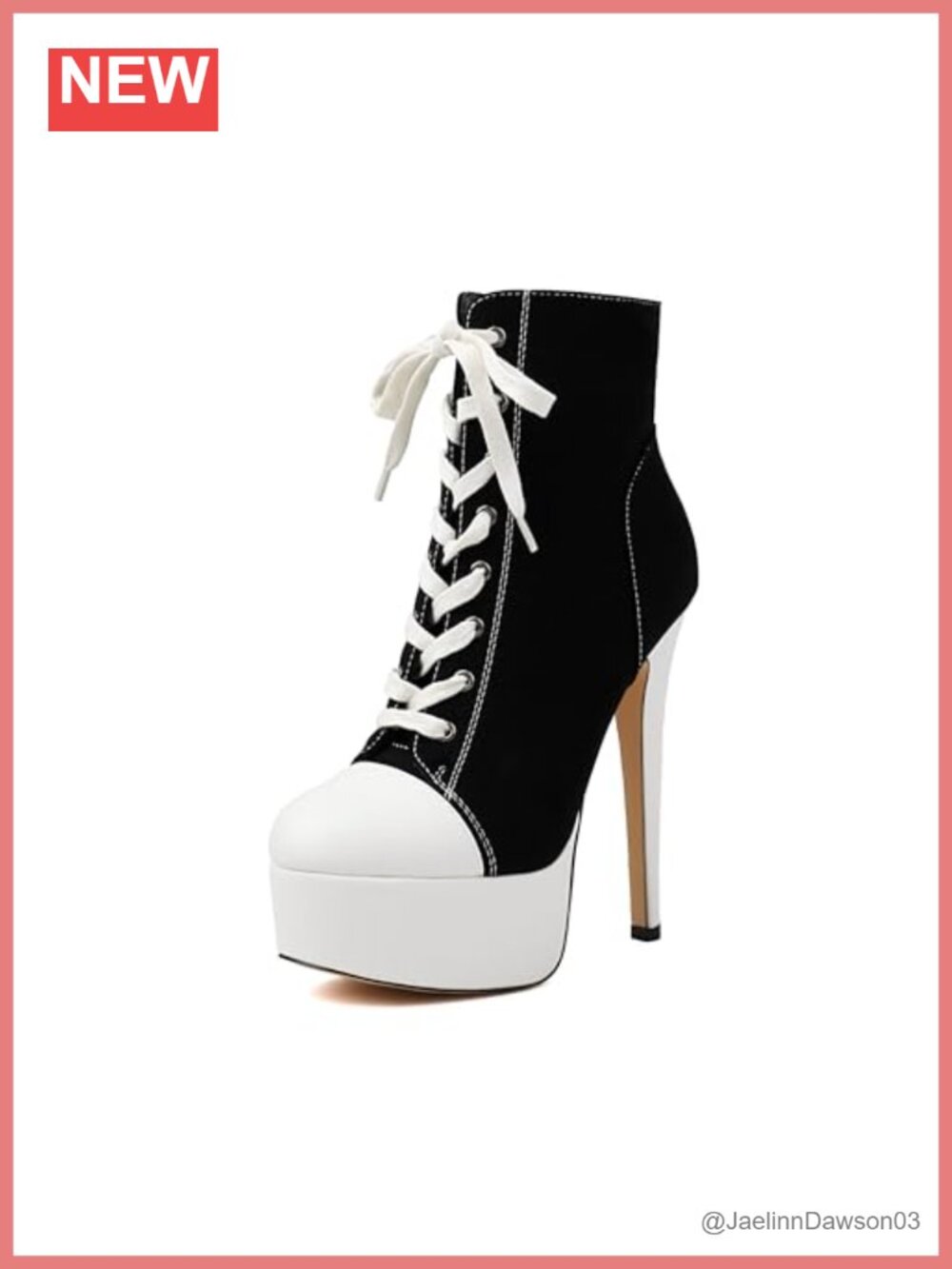 Women's Lace Up Canvas Platform Ankle Boots Stiletto Heels